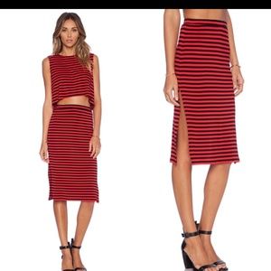 Lovers & Friends IGGY striped slit midi skirt